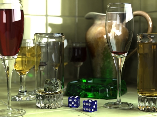 Scene created via ray-tracing