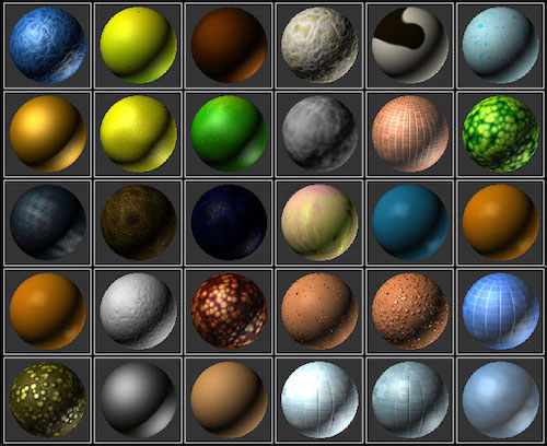 Textures corresponding to different shaders.