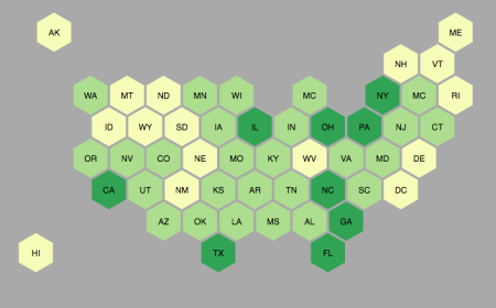 US Hexmap: Population (log scale)