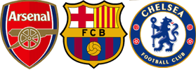 Logo of Arsenal, Barcelona and Chelsea