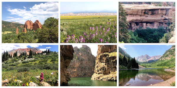 a collage of photos from a road trip in Colorado