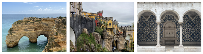 a collage of photos from a trip to the Algarve and Lisbon