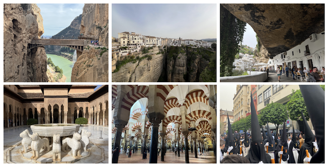 a collage of photos from a trip to southern Spain