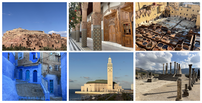 a collage of photos from a trip to Morocco